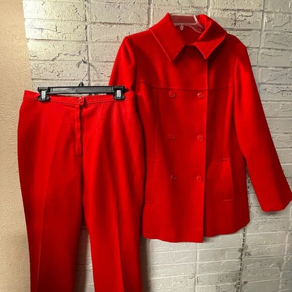 Vintage Pendleton Knockabouts Red Wool Pant Suit – 60s Mod Power Suit Plus Size - Picture 1 of 16